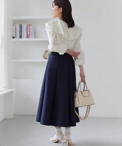 Edit Sheen（エディットシーン）の「ボンディングフレアスカート（スカート・レディース・レッド/ネイビー/ブラック・M）」の6枚目の写真