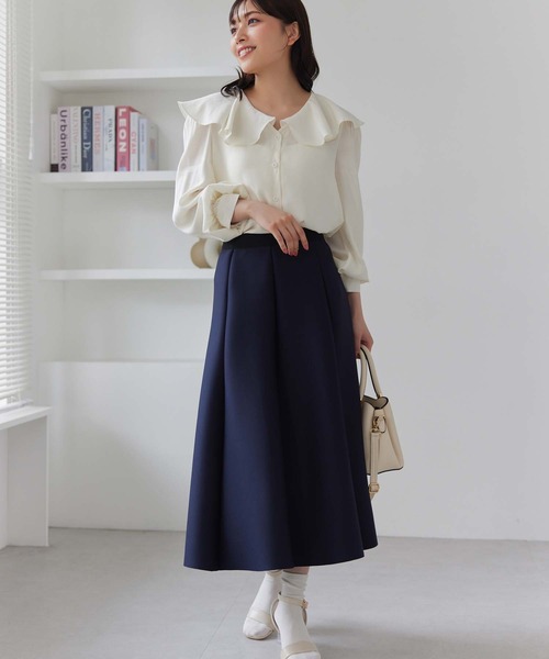 Edit Sheen（エディットシーン）の「ボンディングフレアスカート（スカート・レディース・レッド/ネイビー/ブラック・M）」の5枚目の写真