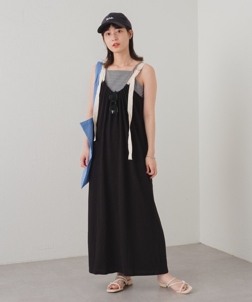 Kastane（カスタネ）の「カップ付ギンガムチェックキャミ（キャミソール・レディース・オレンジ/ブラック/ブルー・FREE）」の14枚目の写真