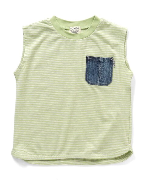 F.O.KIDS（エフオーキッズ）の「サイドスリットボーダーノースリーブ（タンクトップ・キッズ・ネイビー/オレンジ/グリーン/ブラック・80/90/95/100/110/120/130/140/150）」の3枚目の写真