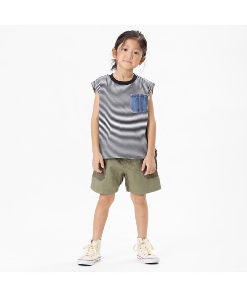 F.O.KIDS（エフオーキッズ）の「サイドスリットボーダーノースリーブ（タンクトップ・キッズ・ネイビー/オレンジ/グリーン/ブラック・80/90/95/100/110/120/130/140/150）」の10枚目の写真