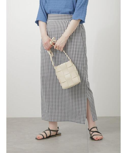 ehka sopo（エヘカソポ）の「ギンガムチェックナロースカート（スカート・レディース・キャメル/グリーン/ブラック・ﾌﾘ-）」の4枚目の写真