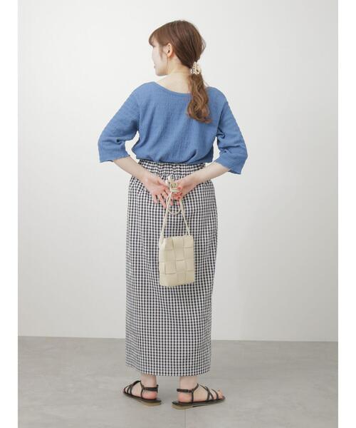 ehka sopo（エヘカソポ）の「ギンガムチェックナロースカート（スカート・レディース・キャメル/グリーン/ブラック・ﾌﾘ-）」の21枚目の写真
