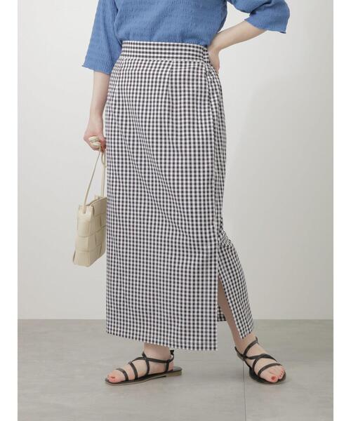 ehka sopo（エヘカソポ）の「ギンガムチェックナロースカート（スカート・レディース・キャメル/グリーン/ブラック・ﾌﾘ-）」の20枚目の写真