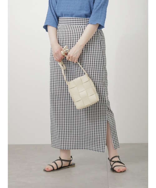ehka sopo（エヘカソポ）の「ギンガムチェックナロースカート（スカート・レディース・キャメル/グリーン/ブラック・ﾌﾘ-）」の2枚目の写真