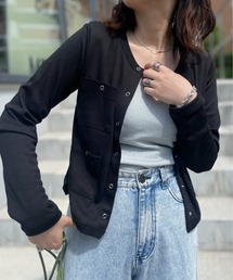 mi via loca | ポケット付きリブカーディガン(カーディガン/ボレロ)