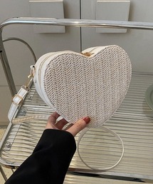 Pochi Pouch/2way ミニ ハートデザイン わら編み ショルダーバッグ