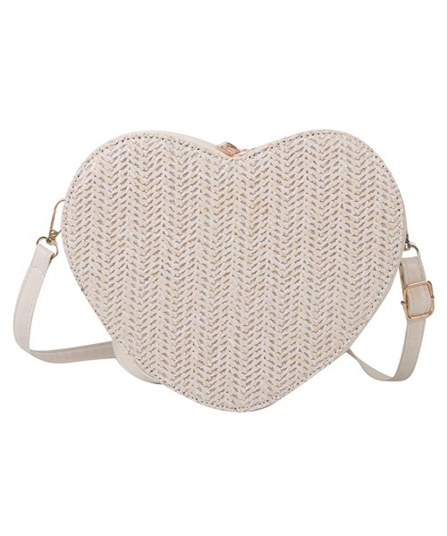 Pochi Pouch(ポチポーチ)の「Pochi Pouch/2way ミニ ハートデザイン わら編み ショルダーバッグ(ショルダーバッグ・レディース・ブラック/ホワイト/ブラウン/ベージュ・FREE)」の22枚目の写真