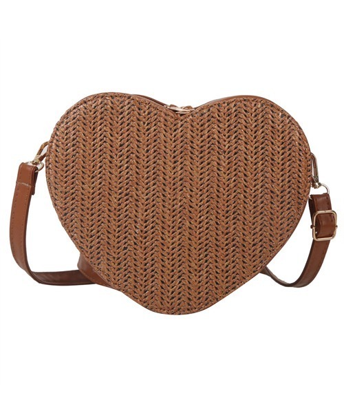Pochi Pouch(ポチポーチ)の「Pochi Pouch/2way ミニ ハートデザイン わら編み ショルダーバッグ(ショルダーバッグ・レディース・ブラック/ホワイト/ブラウン/ベージュ・FREE)」の7枚目の写真