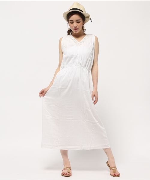 ROSE BUD(ローズバッド)の「AWH-D-15696 RAYON SLEEVELESS LONG DRESS(ワンピース・レディース・ホワイト/ネイビー・MEDIUM)」の1枚目の写真