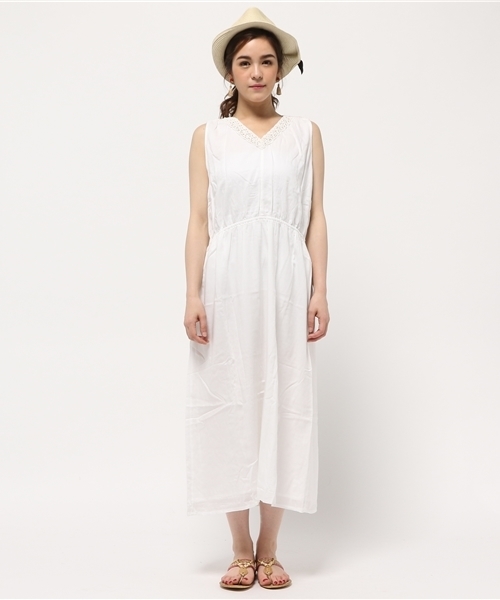 ROSE BUD(ローズバッド)の「AWH-D-15696 RAYON SLEEVELESS LONG DRESS(ワンピース・レディース・ホワイト/ネイビー・MEDIUM)」の6枚目の写真
