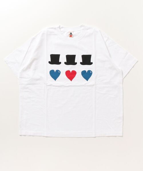 BOHEMIANS(ボヘミアンズ)の「BOHEMIANS/ボヘミアンズ TRIO LOVE HAT PT. LOOSE S/S T Tシャツ(Tシャツ/カットソー・レディース・ホワイト/チャコール・XS)」の1枚目の写真