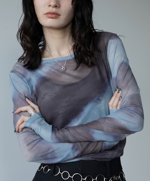 VACANCY（ヴァカンシー）の「アート柄シアーインナー/新柄追加（Tシャツ/カットソー・レディース・ブラック/ブルー/グリーン/マスタード/パープル/ブラウン/ダークブルー・FREE）」の17枚目の写真