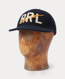 新品 RRL ダブルアールエル RRLロゴ キャップ 帽子 黑 タグ付き新品 RRL ダブルアールエル ラルフローレン メルトン