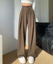 Lilamusant（リラミュゾン）の「【Lilamusant(リラミュゾン)】フロントタックワイドストレートパンツ（スラックス）」