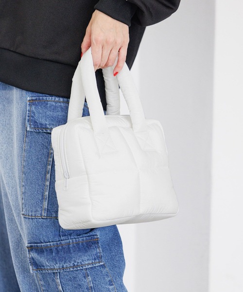 PBLIM(ページボーイリム)の「PBLIM/ナイロンナカワタミニバック(ハンドバッグ・レディース・ホワイト/ブラック/ライム・FREE)」の1枚目の写真