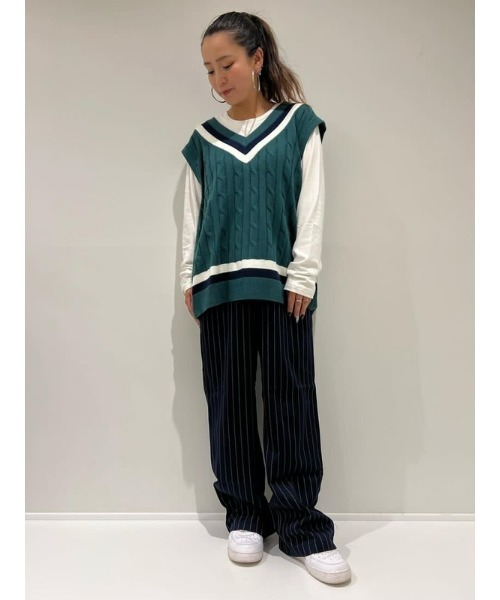 GAP(ギャップ)の「ケーブルニット セーターベスト(ユニセックス)(ベスト・メンズ・ネイビー/グリーン/アイボリー・XL/S/XS/M/L)」の18枚目の写真