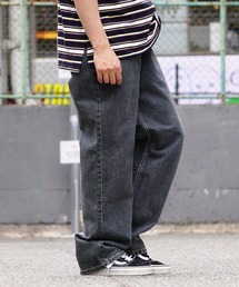 ヴィンテージブルー ストレート デニムパンツ / ワイドデニムパンツ ワイドパンツ ストレートパンツ ストレートデニム パンツ メンズ レディース
