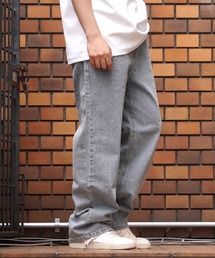 ヴィンテージブルー ストレート デニムパンツ / ワイドデニムパンツ ワイドパンツ ストレートパンツ ストレートデニム パンツ メンズ レディース