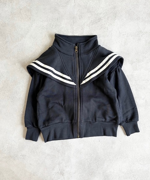 BIG FIELD（ビッグフィールド）の「セーラージップスウェット（90～150cm）（スウェット・キッズ・グレー/ブラック・130/140/150/90/100/110/120）」の7枚目の写真