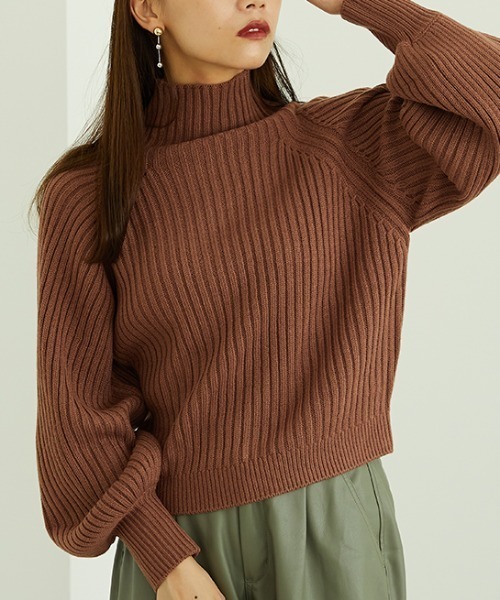 ニット セーター ハイネックボリュームスリーブニット MO33N04 レディース ハイネックボリュームスリーブニット MO33N04（ニット/セーター