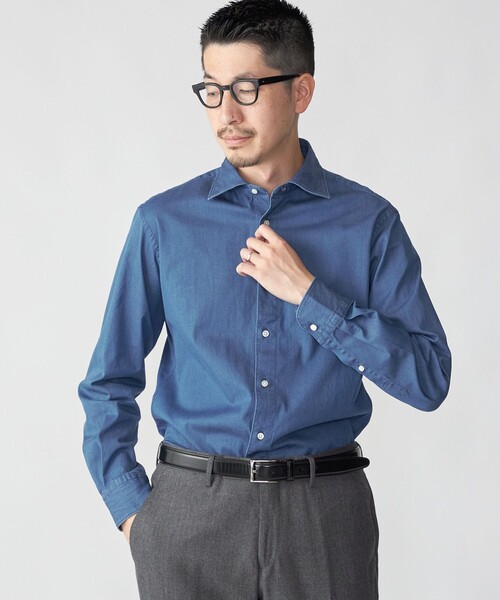SHIPS(シップス)の「SHIPS: ウォッシュド インディゴ 無地 シャツ(シャツ/ブラウス・メンズ・ネイビー・X-LARGE/LARGE)」の3枚目の写真