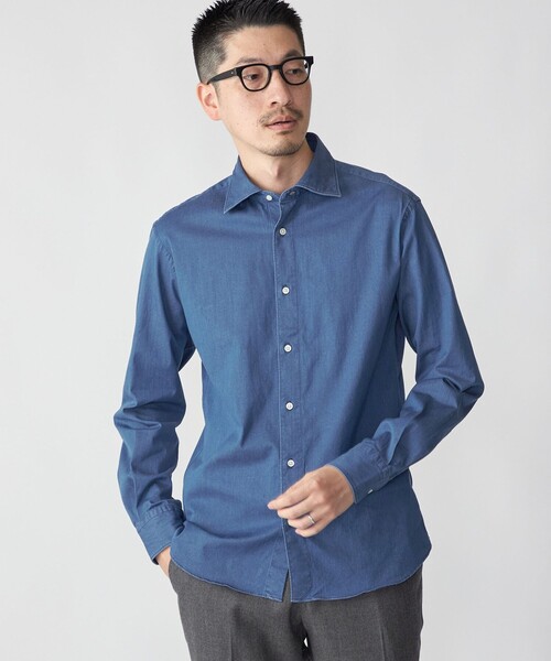 SHIPS(シップス)の「SHIPS: ウォッシュド インディゴ 無地 シャツ(シャツ/ブラウス・メンズ・ネイビー・X-LARGE/LARGE)」の4枚目の写真