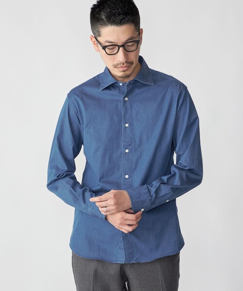 SHIPS(シップス)の「SHIPS: ウォッシュド インディゴ 無地 シャツ(シャツ/ブラウス・メンズ・ネイビー・X-LARGE/LARGE)」の5枚目の写真