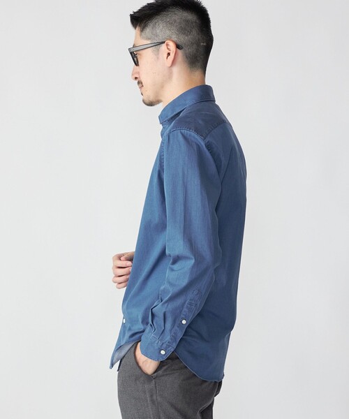 SHIPS(シップス)の「SHIPS: ウォッシュド インディゴ 無地 シャツ(シャツ/ブラウス・メンズ・ネイビー・X-LARGE/LARGE)」の6枚目の写真