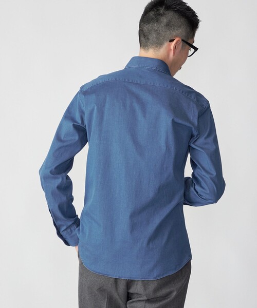 SHIPS(シップス)の「SHIPS: ウォッシュド インディゴ 無地 シャツ(シャツ/ブラウス・メンズ・ネイビー・X-LARGE/LARGE)」の7枚目の写真