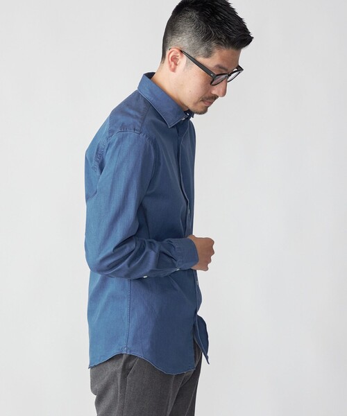 SHIPS(シップス)の「SHIPS: ウォッシュド インディゴ 無地 シャツ(シャツ/ブラウス・メンズ・ネイビー・X-LARGE/LARGE)」の8枚目の写真