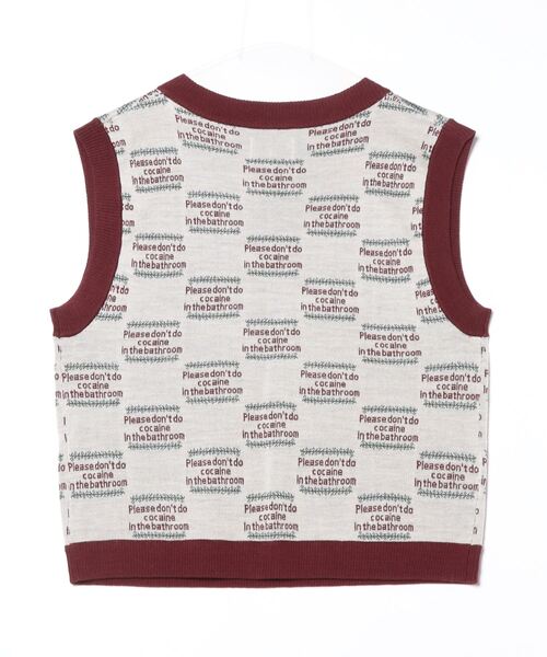 SON OF THE CHEESE(サノバチーズ)の「【SON OF THE CHEESE(サノバチーズ)】“Don't snow” V Neck Knit Vest(ベスト・メンズ・ワイン/ワインレッド・LARGE/MEDIUM/X-LARGE)」の3枚目の写真