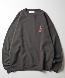 ガールイラストワンポイント刺繍 ビッグシルエット 裏起毛プルオーバースウェット カットソー ユニセックス【ILL'S】