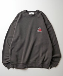 ガールイラストワンポイント刺繍 ビッグシルエット 裏起毛プルオーバースウェット カットソー ユニセックス【ILL'S】