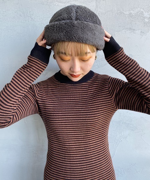 halo commodity（ハロ　コモディティー）の「[HALO COMMODITY/ハロ コモディティー] KUNA ボアフリースキャップ（ハット・レディース・ダークグレー/モカ/アイボリー・F）」の2枚目の写真