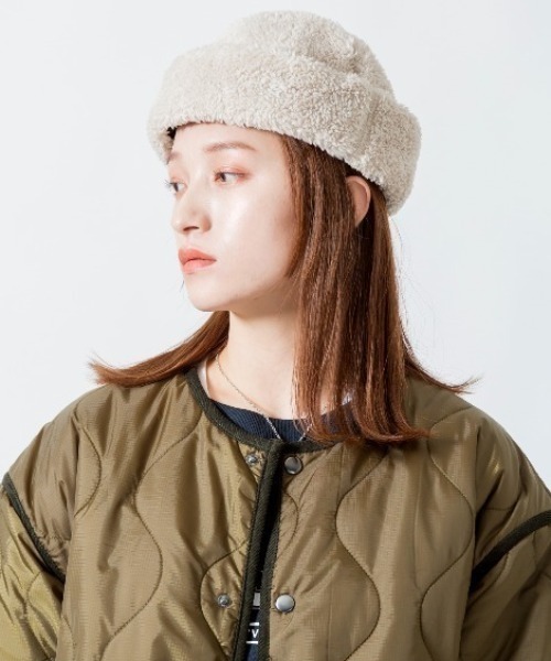halo commodity（ハロ　コモディティー）の「[HALO COMMODITY/ハロ コモディティー] KUNA ボアフリースキャップ（ハット・レディース・ダークグレー/モカ/アイボリー・F）」の6枚目の写真