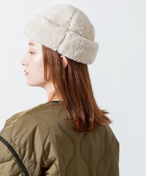 halo commodity（ハロ　コモディティー）の「[HALO COMMODITY/ハロ コモディティー] KUNA ボアフリースキャップ（ハット・レディース・ダークグレー/モカ/アイボリー・F）」の8枚目の写真