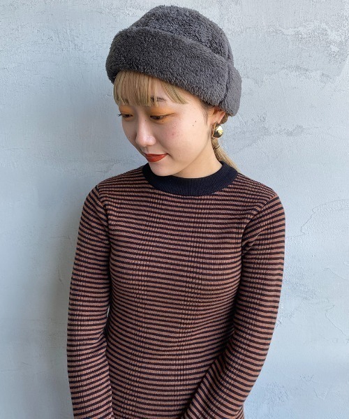 halo commodity（ハロ　コモディティー）の「[HALO COMMODITY/ハロ コモディティー] KUNA ボアフリースキャップ（ハット・レディース・ダークグレー/モカ/アイボリー・F）」の17枚目の写真