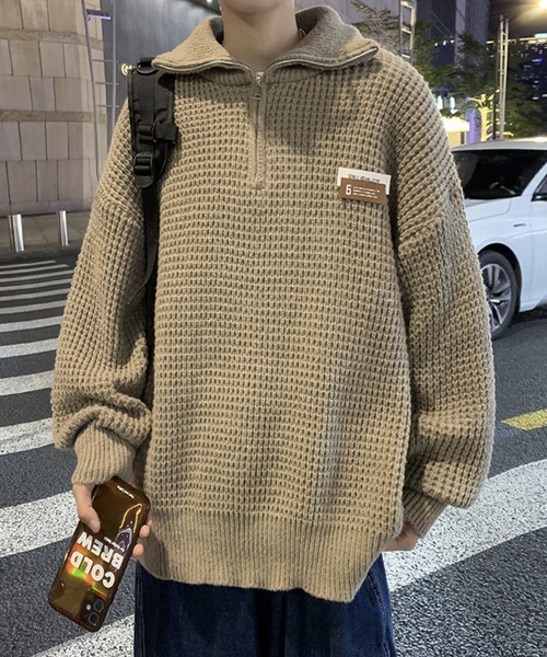 WESTBOY（ウエストボーイ）の「ルーズシルエット ハーフジップ ハイネックニット WO23W3TP01【WB ORIGINALS】（ニット/セーター・メンズ・ホワイト/ブラック・XL/M/L）」の3枚目の写真
