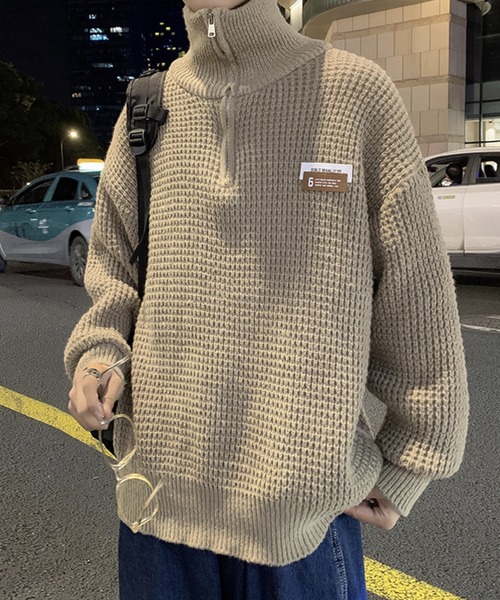 WESTBOY（ウエストボーイ）の「ルーズシルエット ハーフジップ ハイネックニット WO23W3TP01【WB ORIGINALS】（ニット/セーター・メンズ・ホワイト/ブラック・XL/M/L）」の4枚目の写真