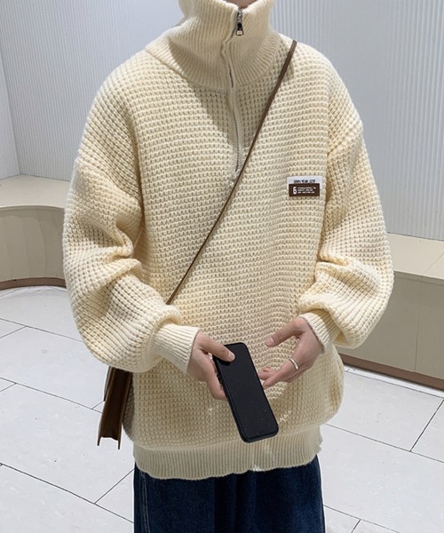 WESTBOY（ウエストボーイ）の「ルーズシルエット ハーフジップ ハイネックニット WO23W3TP01【WB ORIGINALS】（ニット/セーター・メンズ・ホワイト/ブラック・XL/M/L）」の8枚目の写真