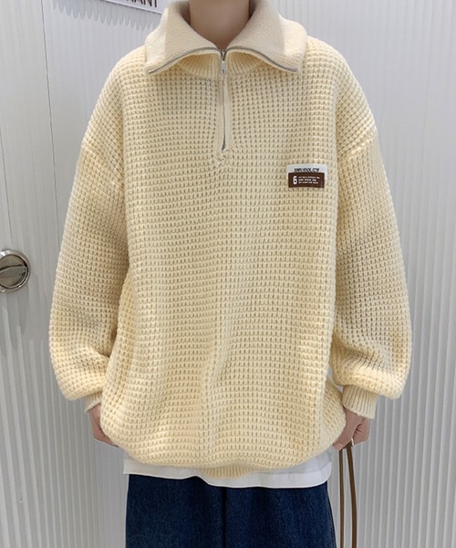 WESTBOY（ウエストボーイ）の「ルーズシルエット ハーフジップ ハイネックニット WO23W3TP01【WB ORIGINALS】（ニット/セーター・メンズ・ホワイト/ブラック・XL/M/L）」の10枚目の写真