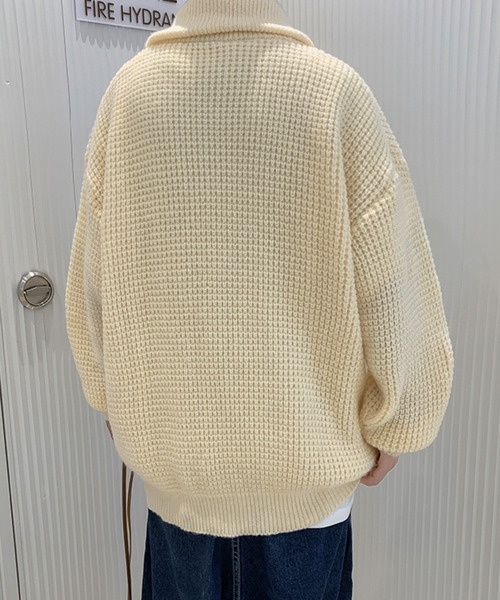 WESTBOY（ウエストボーイ）の「ルーズシルエット ハーフジップ ハイネックニット WO23W3TP01【WB ORIGINALS】（ニット/セーター・メンズ・ホワイト/ブラック・XL/M/L）」の11枚目の写真