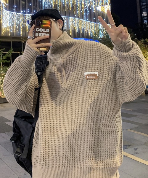 WESTBOY（ウエストボーイ）の「ルーズシルエット ハーフジップ ハイネックニット WO23W3TP01【WB ORIGINALS】（ニット/セーター・メンズ・ホワイト/ブラック・XL/M/L）」の15枚目の写真