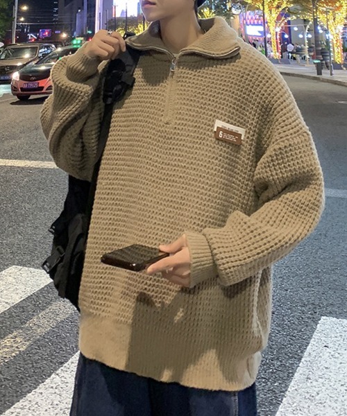 WESTBOY（ウエストボーイ）の「ルーズシルエット ハーフジップ ハイネックニット WO23W3TP01【WB ORIGINALS】（ニット/セーター・メンズ・ホワイト/ブラック・XL/M/L）」の18枚目の写真