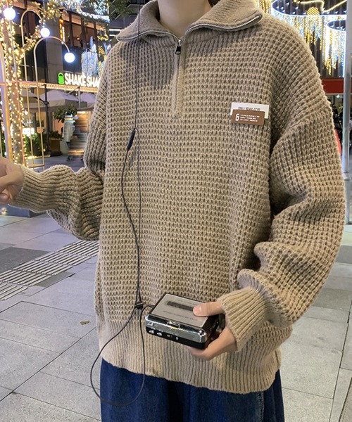WESTBOY（ウエストボーイ）の「ルーズシルエット ハーフジップ ハイネックニット WO23W3TP01【WB ORIGINALS】（ニット/セーター・メンズ・ホワイト/ブラック・XL/M/L）」の19枚目の写真