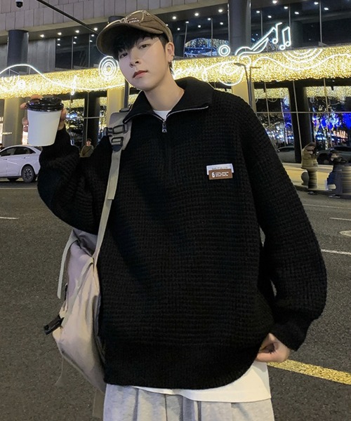 WESTBOY（ウエストボーイ）の「ルーズシルエット ハーフジップ ハイネックニット WO23W3TP01【WB ORIGINALS】（ニット/セーター・メンズ・ホワイト/ブラック・XL/M/L）」の21枚目の写真