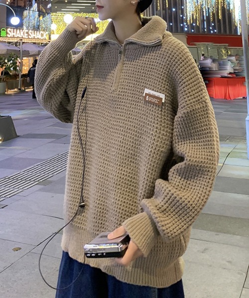 WESTBOY（ウエストボーイ）の「ルーズシルエット ハーフジップ ハイネックニット WO23W3TP01【WB ORIGINALS】（ニット/セーター・メンズ・ホワイト/ブラック・XL/M/L）」の14枚目の写真