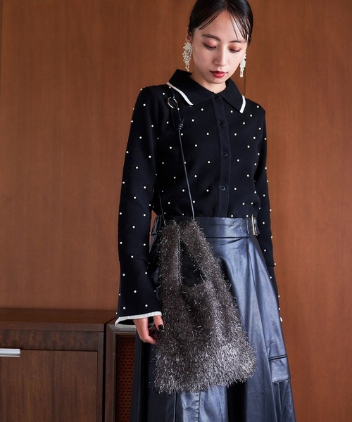 HARE(ハレ)の「ラメフリンジショッパーバッグ(HARE)(ショルダーバッグ・レディース・ガンメタ/ブラック・FREE)」の7枚目の写真