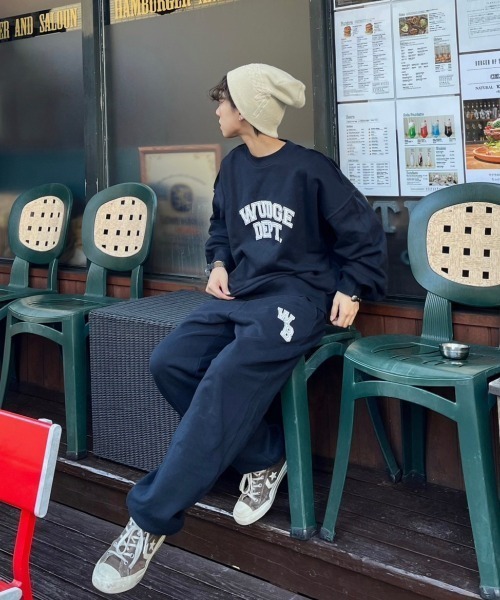 WudgeBoy(ワッジボーイ)の「college logo sweat(スウェット・レディース・ネイビー/杢グレー・MEDIUM/LARGE)」の6枚目の写真